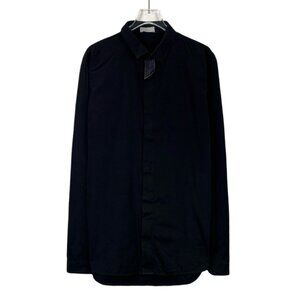 Dior Black Long-Sleeve Shirt Classic Lapel Cotton-Silk Blend Made In Italy Size